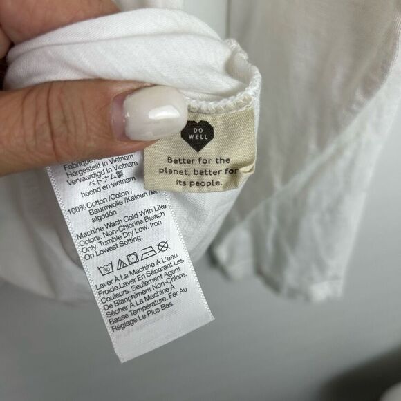 MADEWELL WOMEN'S WHITE LONG SLEEVE CREW NECK COTTON T-SHIRT Sz 1X XL pocket - Picture 9 of 13